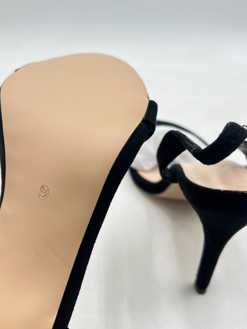 Wansseny Black Women Sexy High Heel Stilettos Open Toe Slingback Suede Sandals - Picture 6 of 8